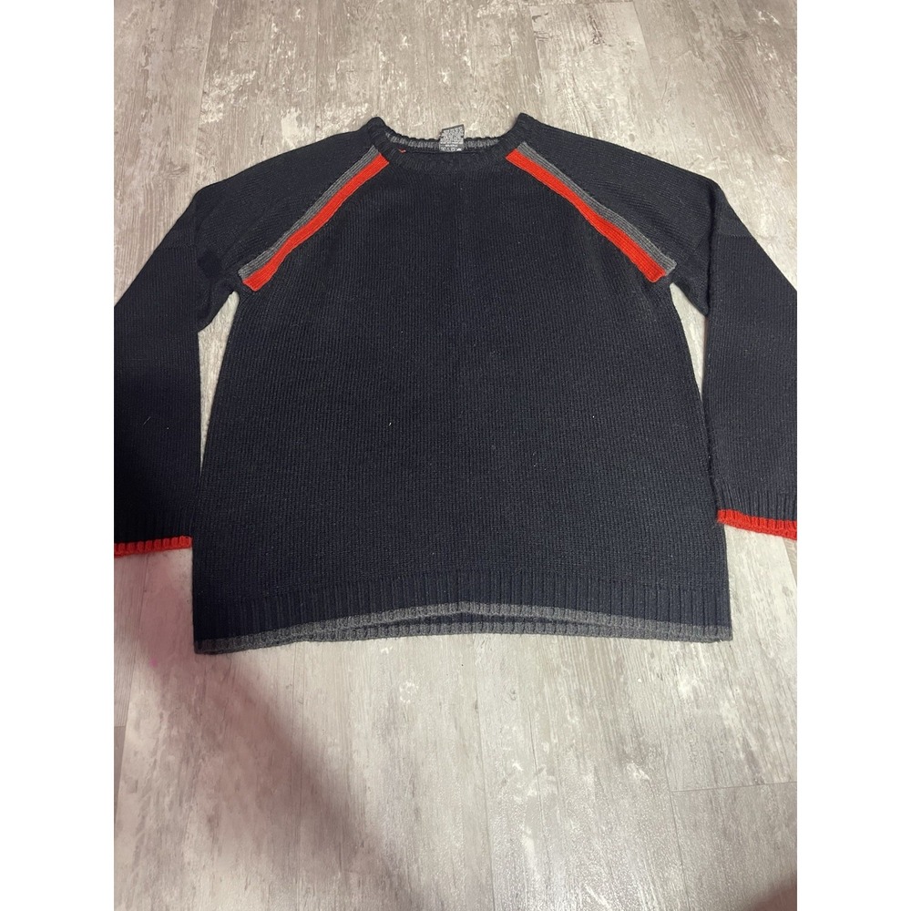 Y2K Vintage Ferruche Sweater Ribbed Raver Cyber Mall Black Men's XXL D0102‎
